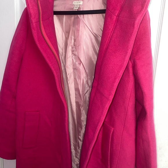 J. Crew Factory Bold Pink Pea Coat - Picture 2 of 7